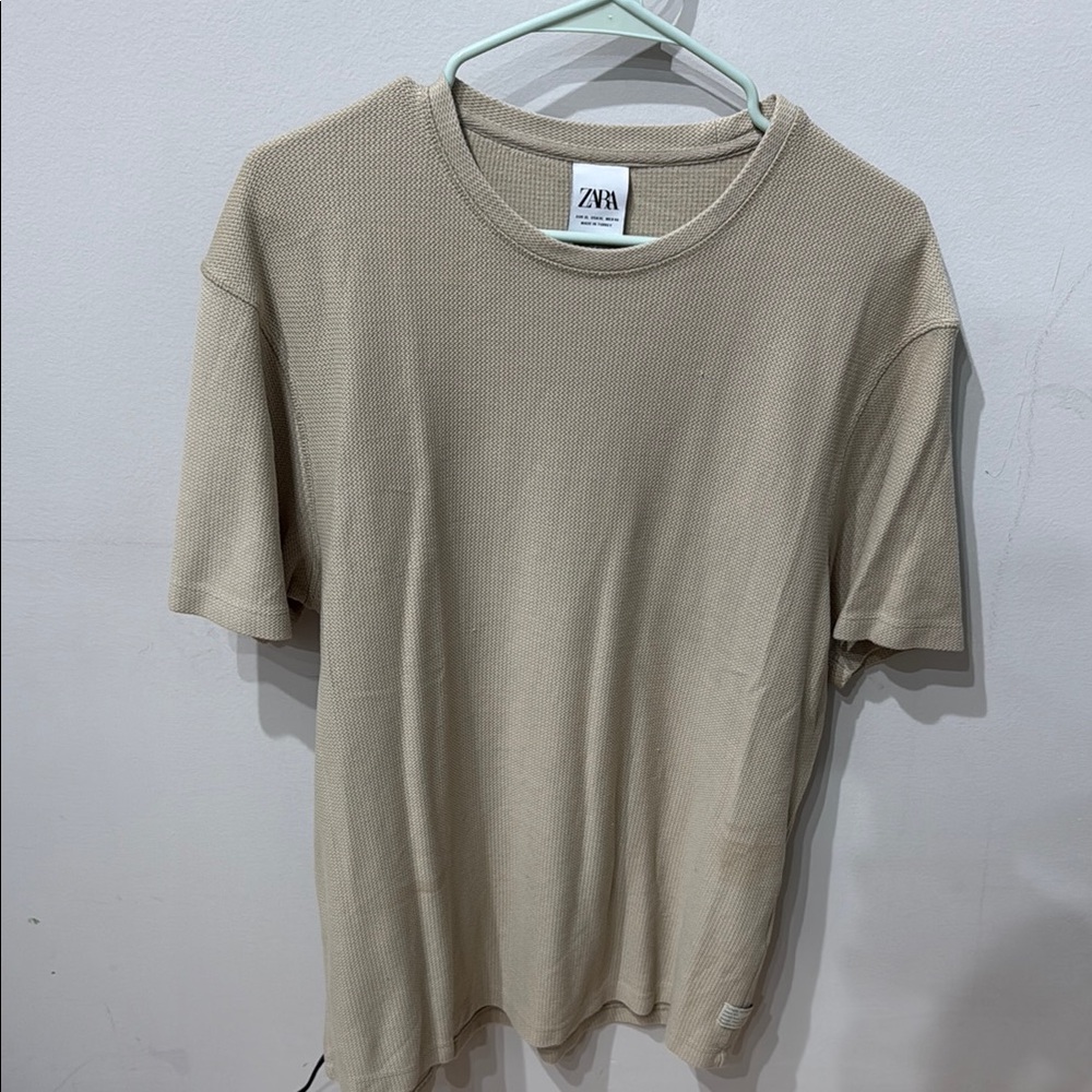 Zara Light Tan Textured Tee